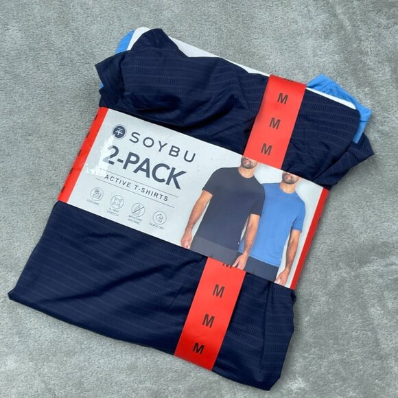Soybu 2-Pack Active T-Shirts Medium Blue & Navy Articulated Seams a1268 - Picture 6 of 7